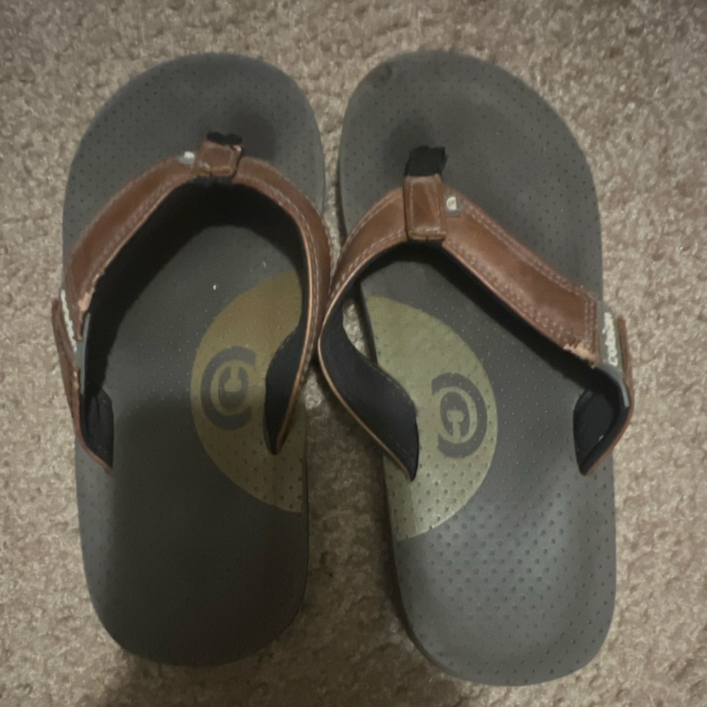 Cobian PROV Boys Flip Flop Sandals Brown/Gray Slip On Round Toe Size Boys 3